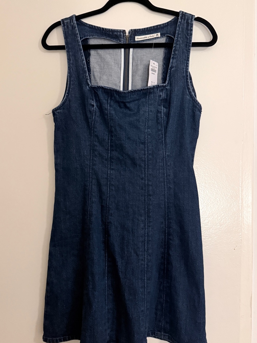 NWT Abercrombie & Fitch Denim Square-Neck Sleeveless Flared Dress Medium
